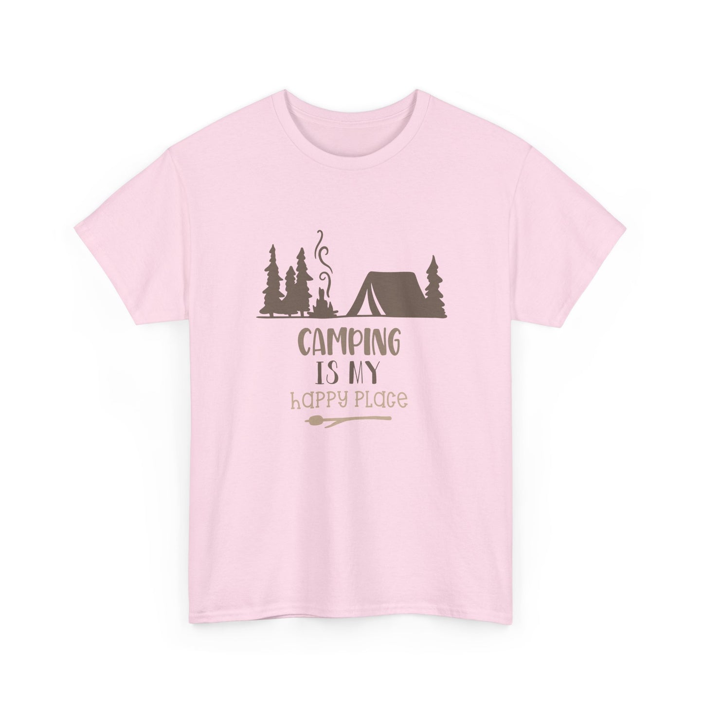 Camping Is My Happy Place T-Shirt — Outdoor Tent & Trees Graphic Tee