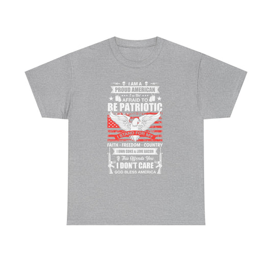 Patriotic Eagle T-Shirt — "Proud American, Not Afraid to Be Patriotic" Flag Tee
