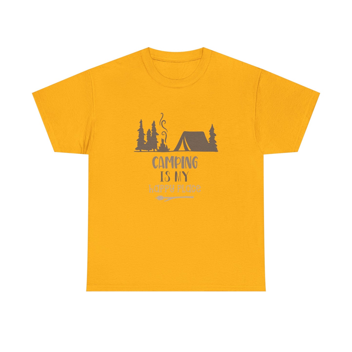 Camping Is My Happy Place T-Shirt — Outdoor Tent & Trees Graphic Tee