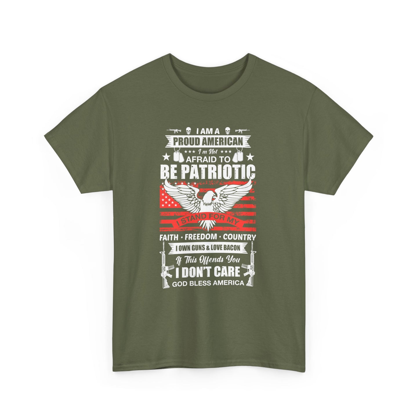Patriotic Eagle T-Shirt — "Proud American, Not Afraid to Be Patriotic" Flag Tee