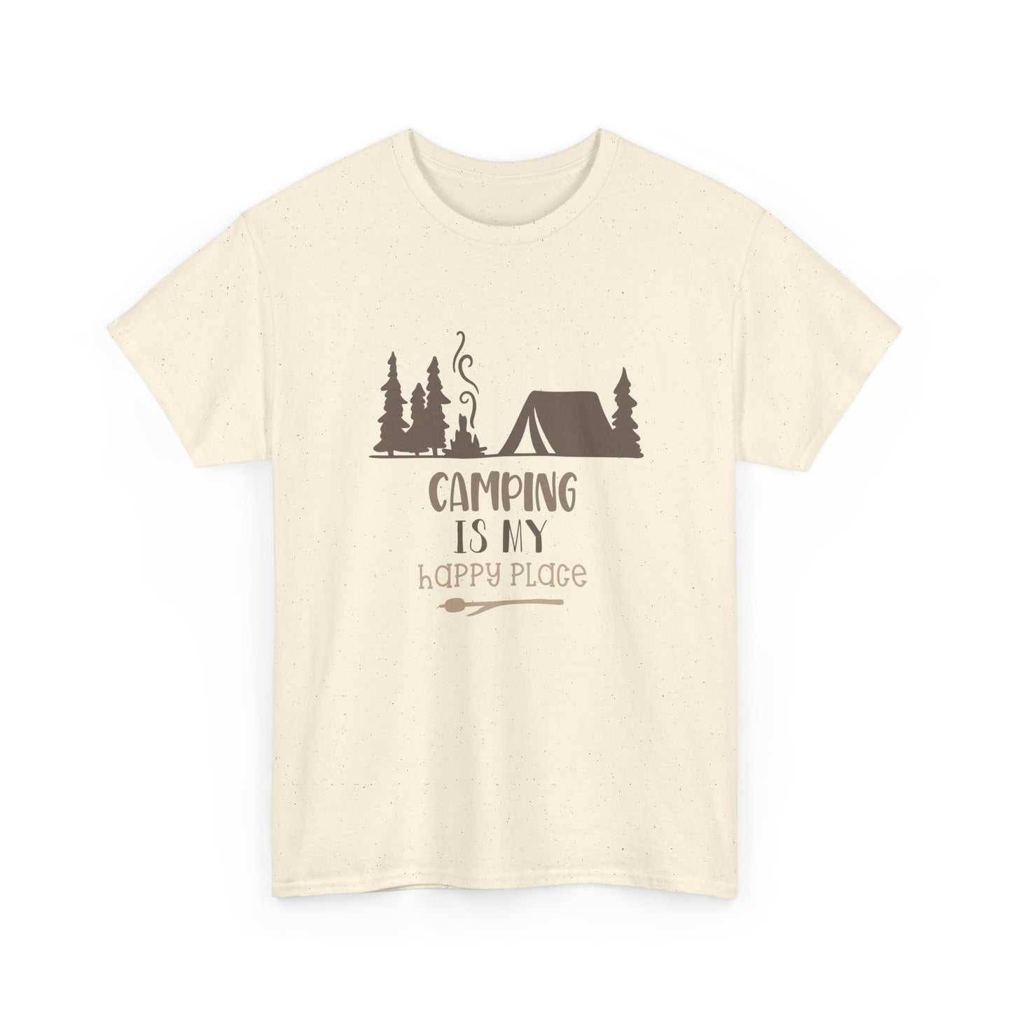 Camping Is My Happy Place T-Shirt — Outdoor Tent & Trees Graphic Tee