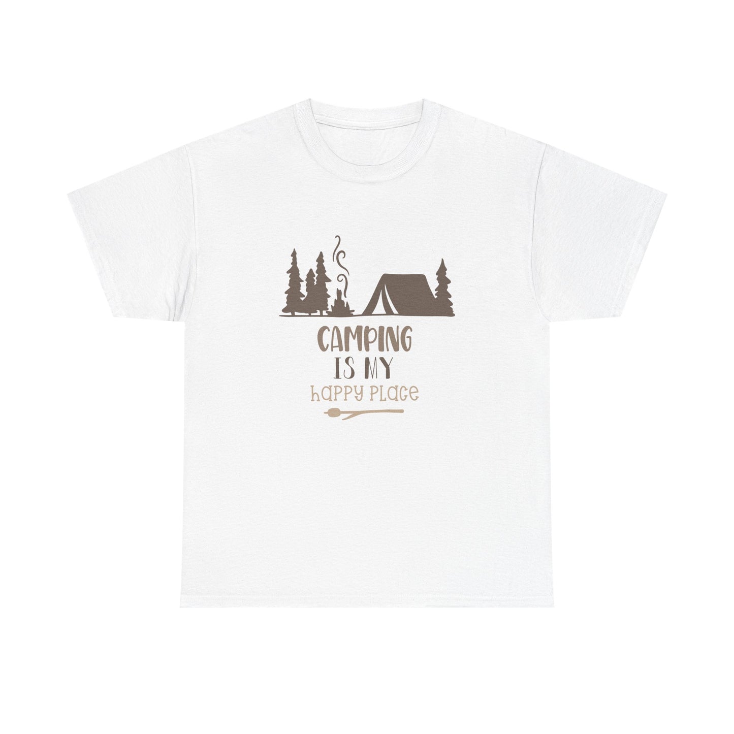 Camping Is My Happy Place T-Shirt — Outdoor Tent & Trees Graphic Tee