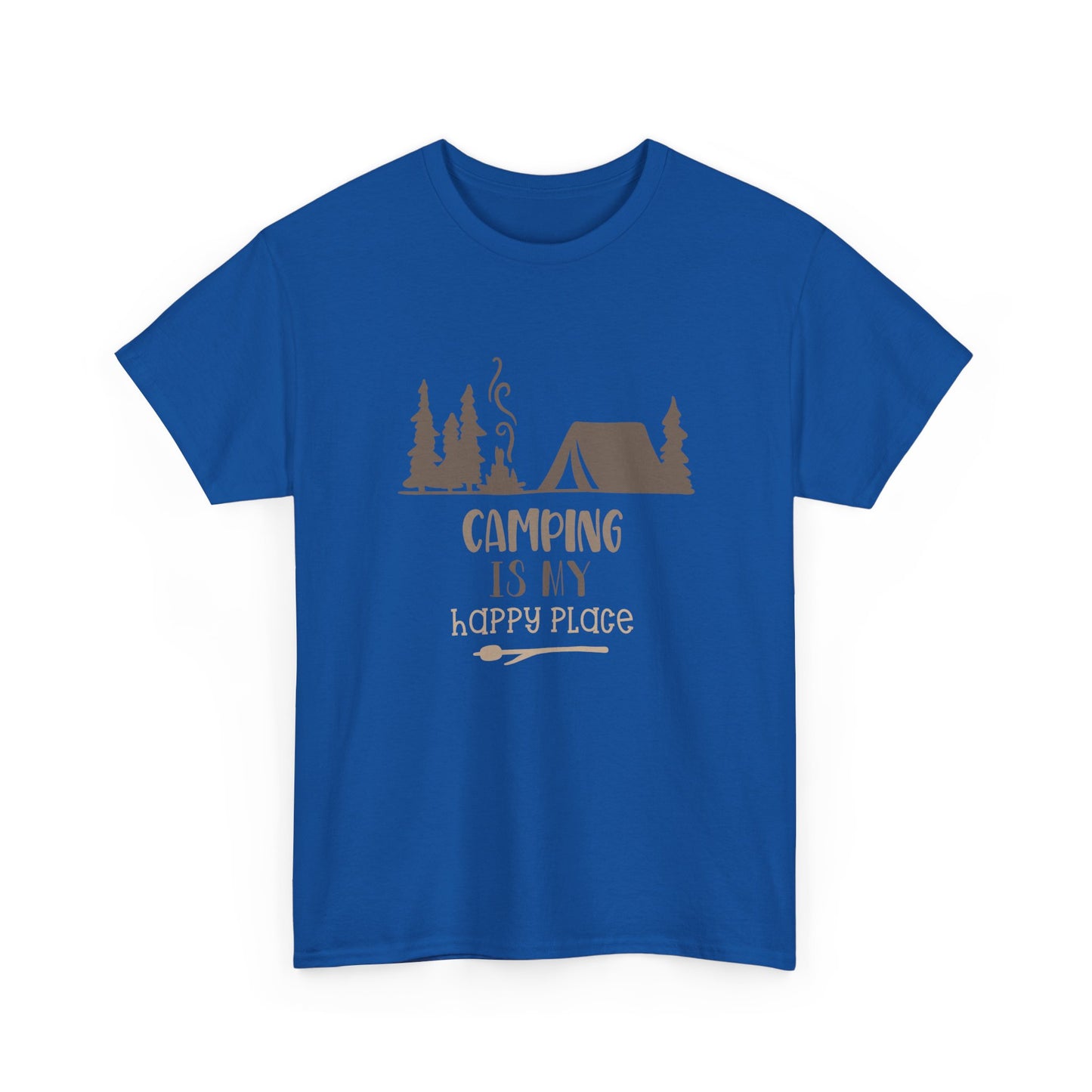 Camping Is My Happy Place T-Shirt — Outdoor Tent & Trees Graphic Tee