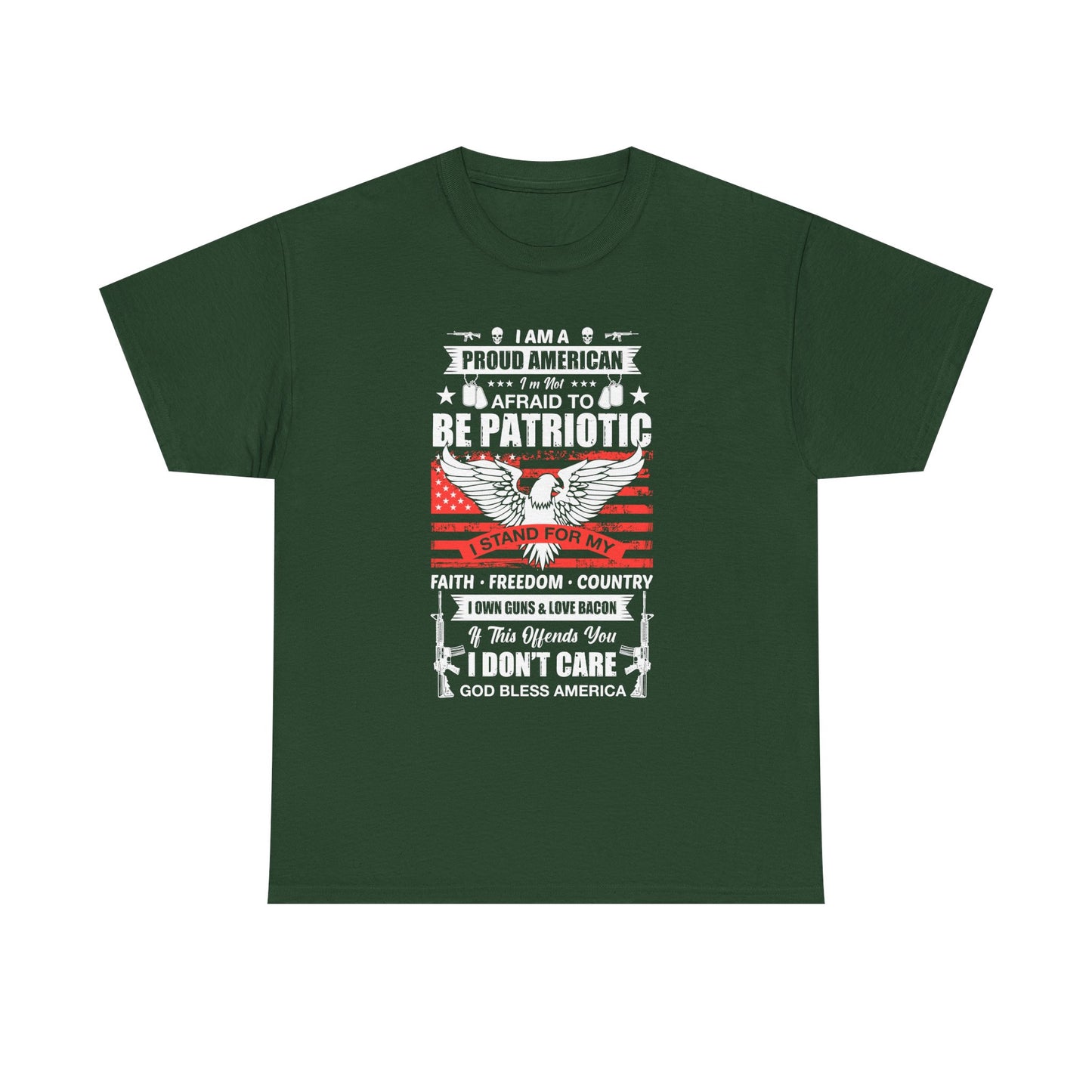 Patriotic Eagle T-Shirt — "Proud American, Not Afraid to Be Patriotic" Flag Tee