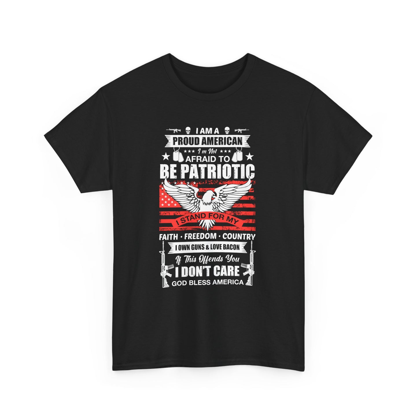 Patriotic Eagle T-Shirt — "Proud American, Not Afraid to Be Patriotic" Flag Tee