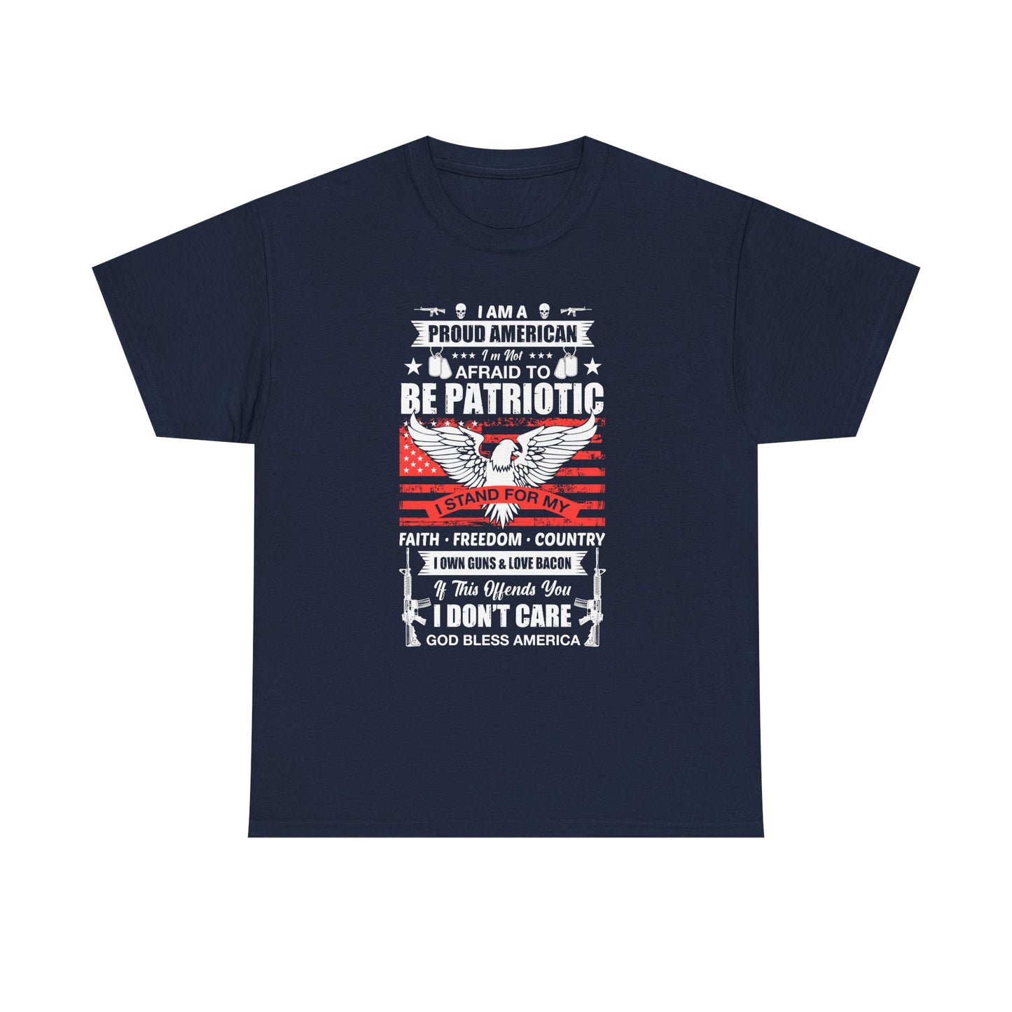 Patriotic Eagle T-Shirt — "Proud American, Not Afraid to Be Patriotic" Flag Tee