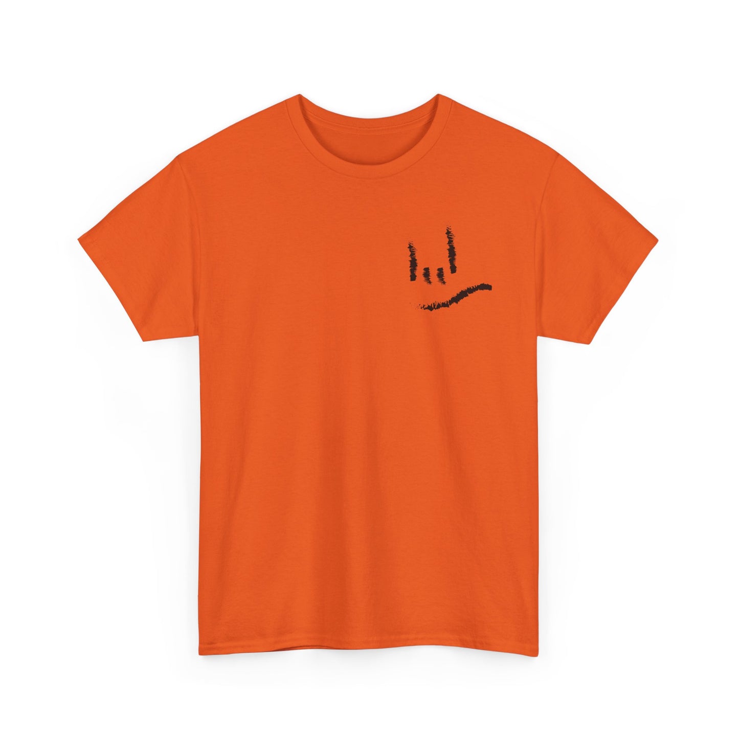 Minimal ILY Pocket Tee — Small Hand-Drawn Face Chest Print