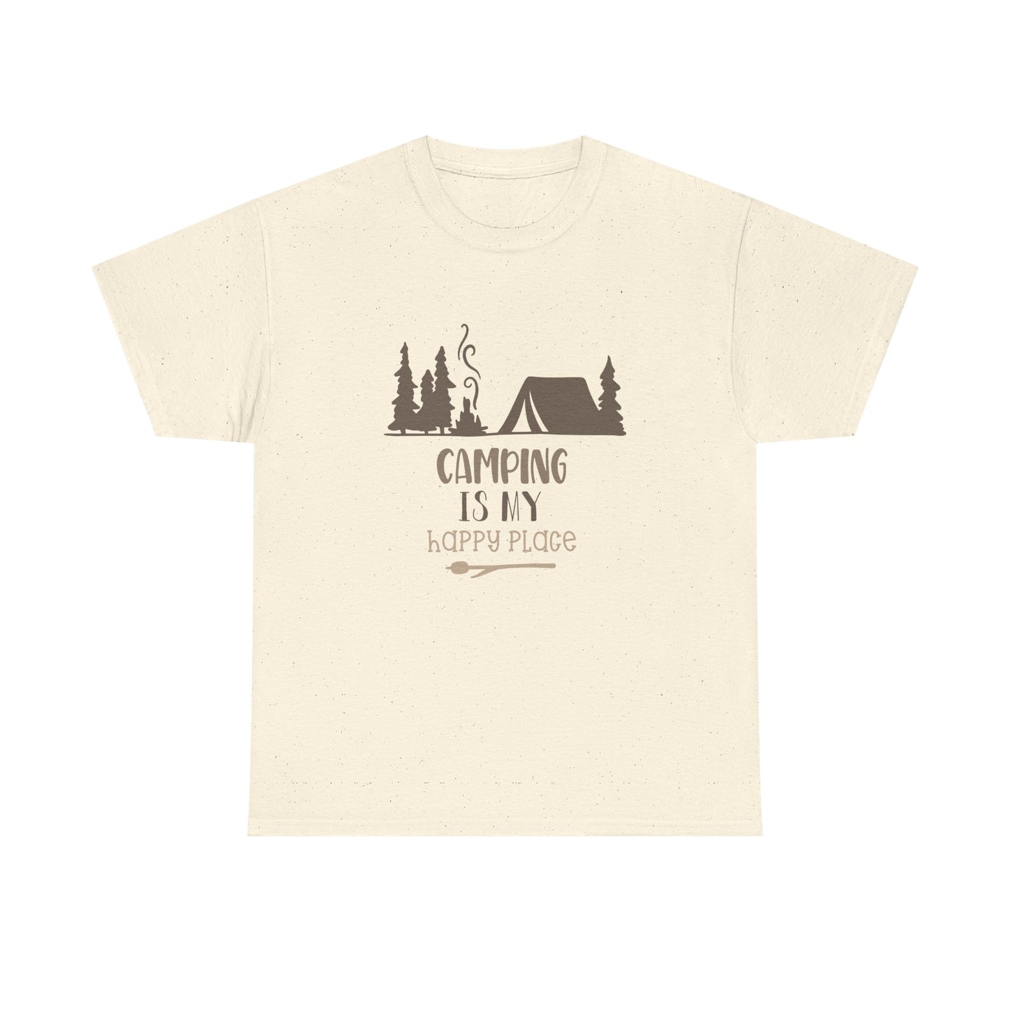 Camping Is My Happy Place T-Shirt — Outdoor Tent & Trees Graphic Tee