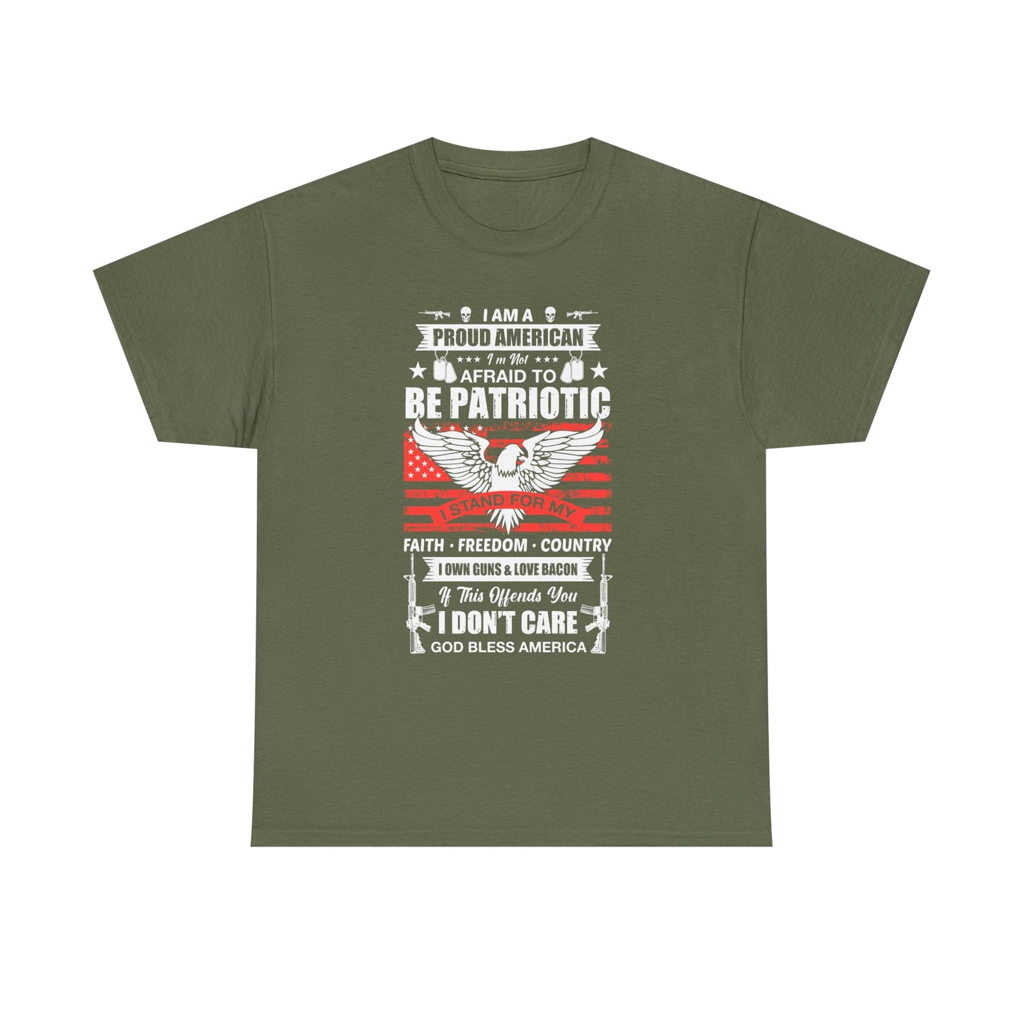 Patriotic Eagle T-Shirt — "Proud American, Not Afraid to Be Patriotic" Flag Tee