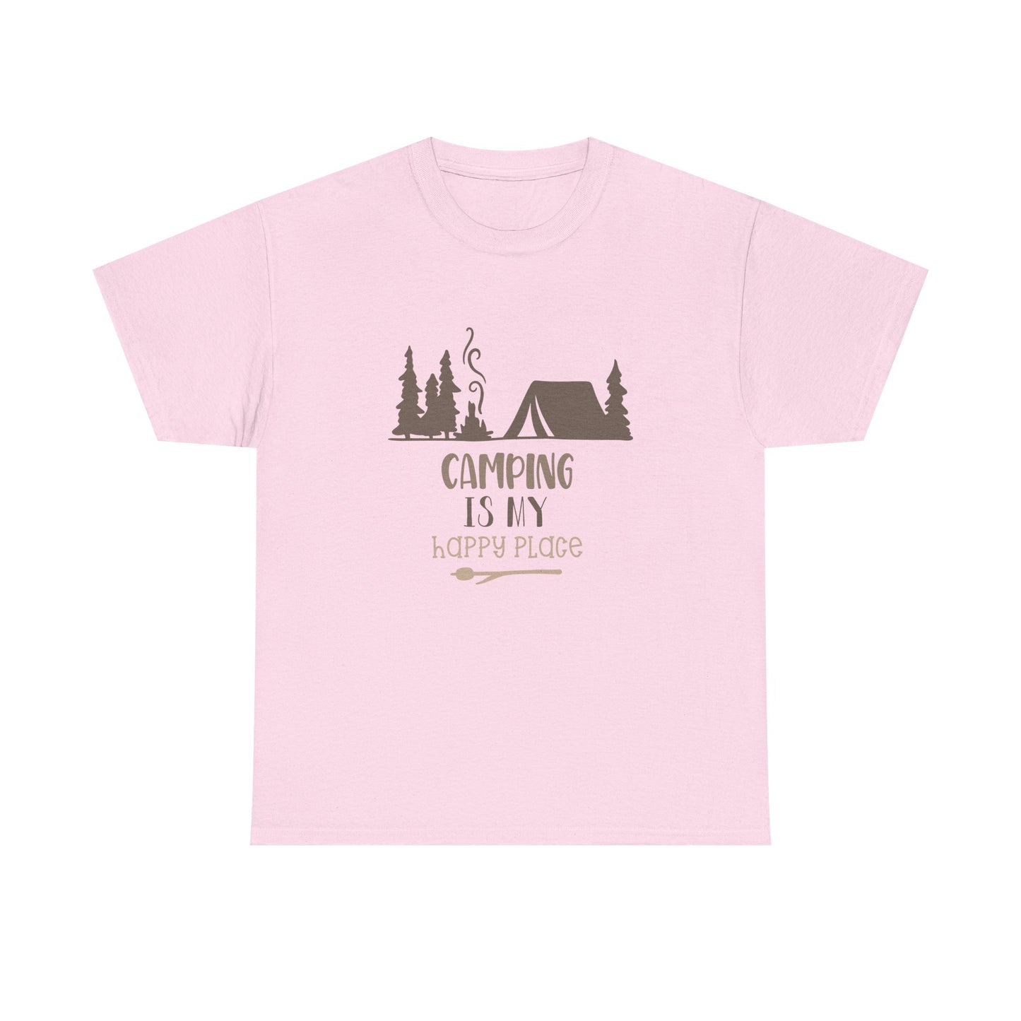Camping Is My Happy Place T-Shirt — Outdoor Tent & Trees Graphic Tee