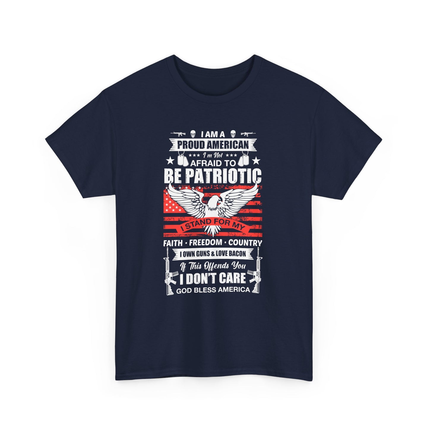 Patriotic Eagle T-Shirt — "Proud American, Not Afraid to Be Patriotic" Flag Tee