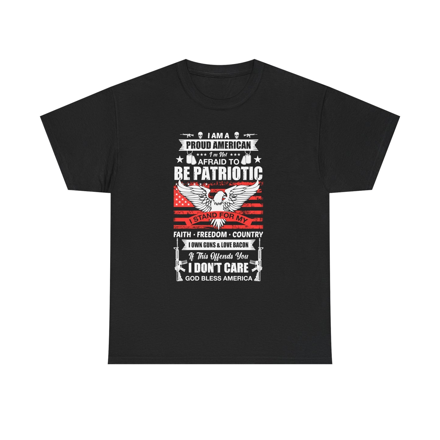 Patriotic Eagle T-Shirt — "Proud American, Not Afraid to Be Patriotic" Flag Tee