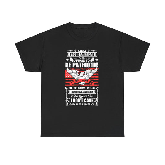 Patriotic Eagle T-Shirt — "Proud American, Not Afraid to Be Patriotic" Flag Tee