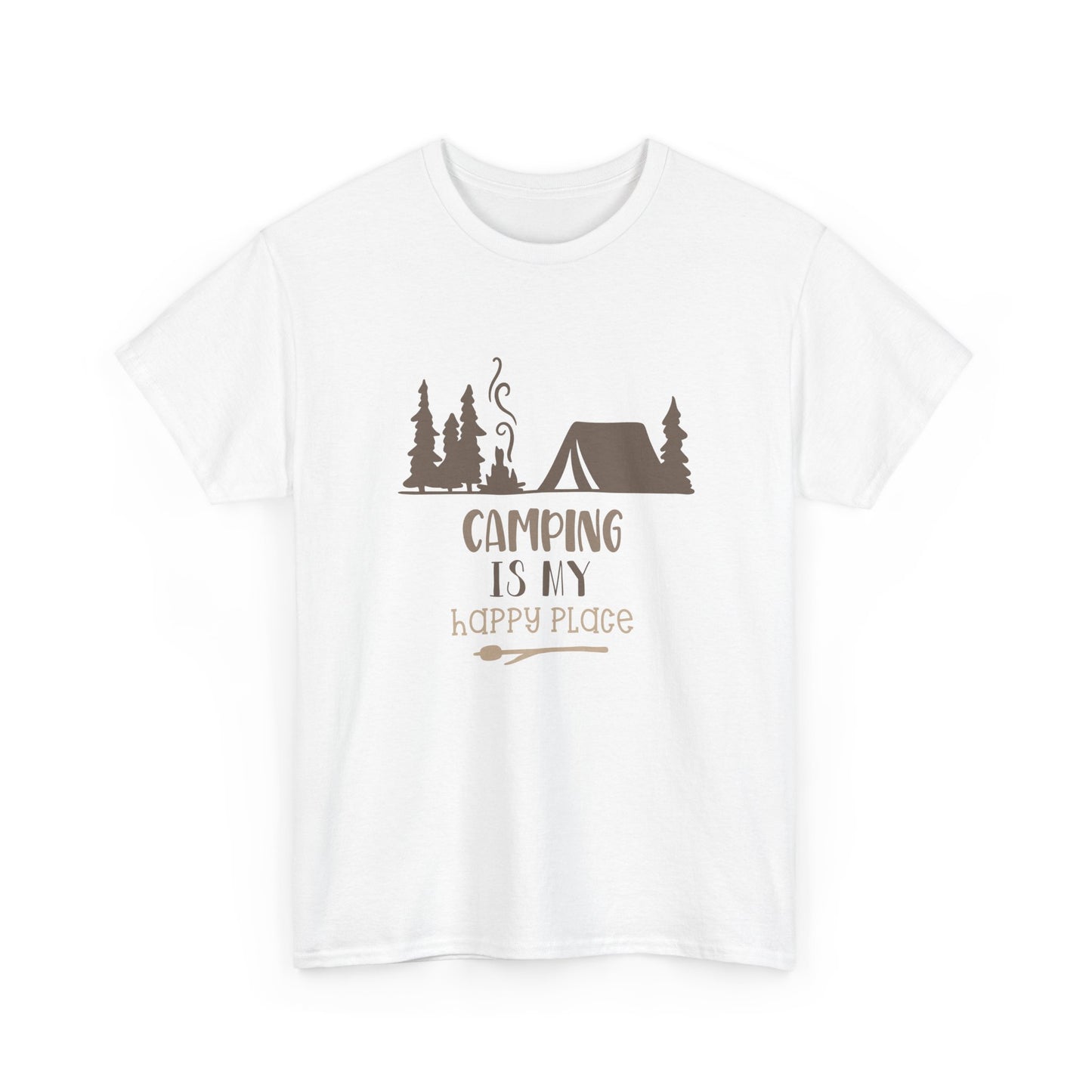 Camping Is My Happy Place T-Shirt — Outdoor Tent & Trees Graphic Tee