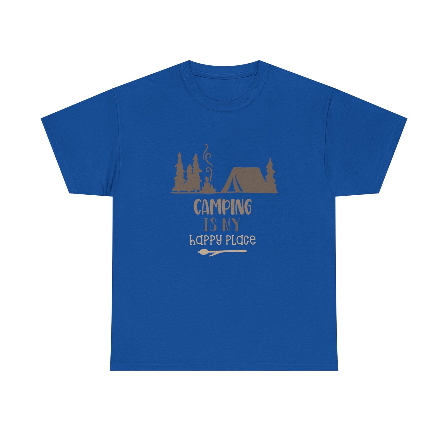 Camping Is My Happy Place T-Shirt — Outdoor Tent & Trees Graphic Tee