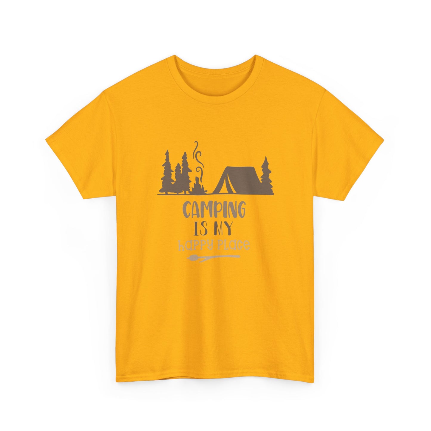 Camping Is My Happy Place T-Shirt — Outdoor Tent & Trees Graphic Tee