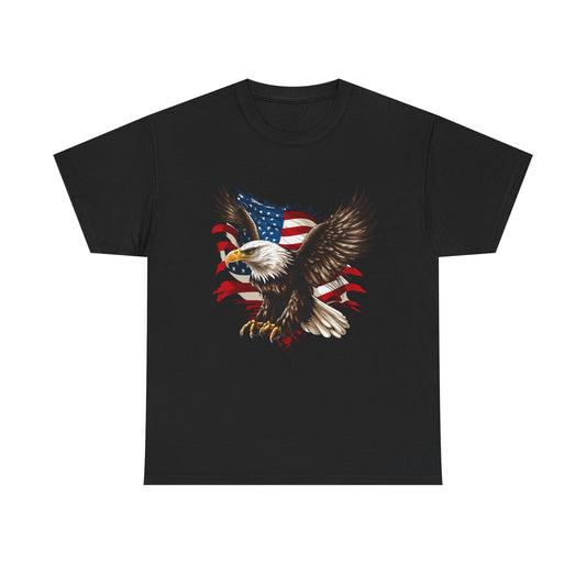 Patriotic Eagle T-Shirt — American Flag Bald Eagle Tee for 4th of July