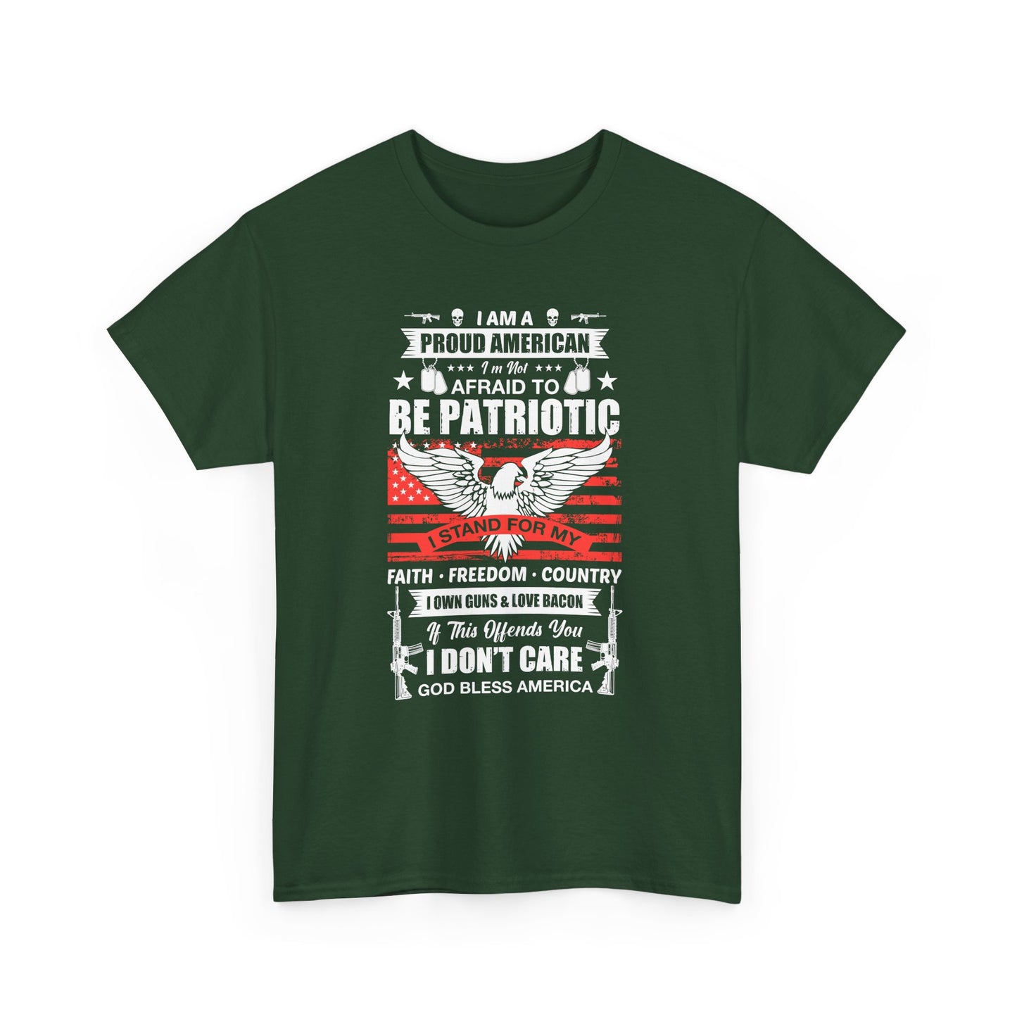 Patriotic Eagle T-Shirt — "Proud American, Not Afraid to Be Patriotic" Flag Tee